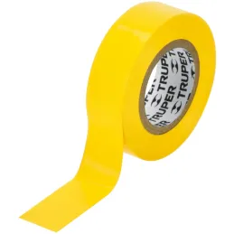 Cintas Aislantes 19mm x9m Amarillo acrilico E0.18mm Flexible Encogible Truper 13512 Truper-Cintas Aislantes 19mm x9m Amarillo ac