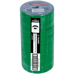 Cintas Aislantes 19mm x18m Verde Acrilico E0.18mm Flexible Encogible Truper 12502 Truper-Cintas Aislantes 19mm x18m Verde Acrili