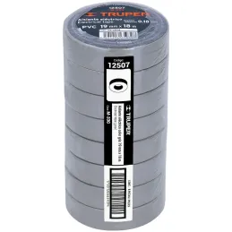 Cintas Aislantes 19mm x18m Gris acrilico E0.18mm Flexible Encogible Truper 12507 Truper-Cintas Aislantes 19mm x18m Gris acrilico