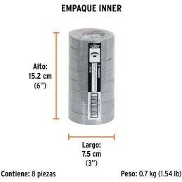 Cintas Aislantes 19mm x18m Gris acrilico E0.18mm Flexible Encogible Truper 12507 Truper-Cintas Aislantes 19mm x18m Gris acrilico