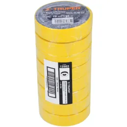 Cintas Aislantes 19mm x18m Amarillo acrilico E0.18mm Flexible Encogible Truper 12503 Truper-Cintas Aislantes 19mm x18m Amarillo 