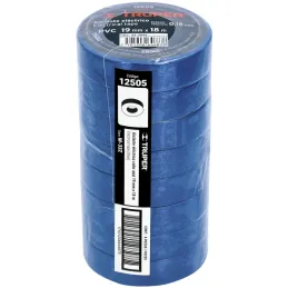 Cintas Aislantes 19mm x18m Azul acrilico E0.18mm Flexible Encogible Truper 12505 Truper-Cintas Aislantes 19mm x18m Azul acrilico