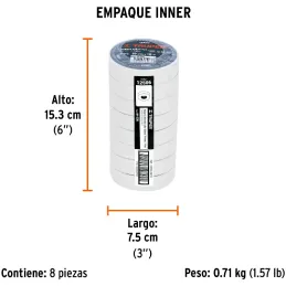 Cintas Aislantes 19mm x18m Blanco acrilico E0.18mm Flexible Encogible Truper 12506 Truper-Cintas Aislantes 19mm x18m Blanco acri