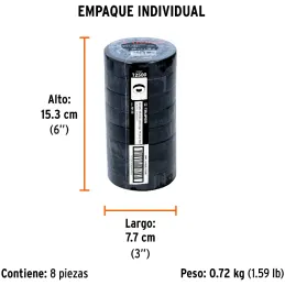 Cintas Aislantes 19mm x18m Negro acrilico E0.18mm Flexible Encogible Truper 12500 Truper-Cintas Aislantes 19mm x18m Negro acrili
