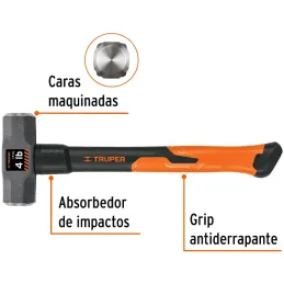 Combas 4lb Octagonales Mango14" Fibra de Vidrio, Cara Maquinada, MD-4F 16536 Truper Truper-Combas 4lb Octagonales Mango14" Fibra