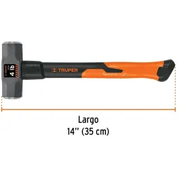 Combas 4lb Octagonales Mango14" Fibra de Vidrio, Cara Maquinada, MD-4F 16536 Truper Truper-Combas 4lb Octagonales Mango14" Fibra