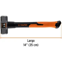 Combas 3lb Octagonales Mango14" Fibra de Vidrio, Cara Maquinada, MD-3F 19883 Truper Truper-Combas 3lb Octagonales Mango14" Fibra