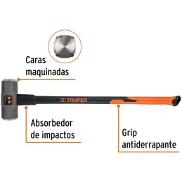 Combas 16lb Octagonales Mango36" Fibra de Vidrio, Cara Maquinada, MD-16F 16546 Truper Truper-Combas 16lb Octagonales Mango36" Fi