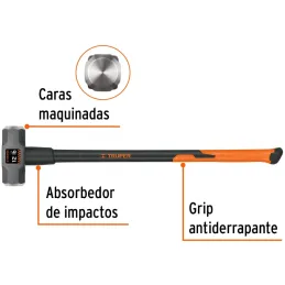 Combas 12lb Octagonales Mango36" Fibra de Vidrio, Cara Maquinada, MD-12F 16542 Truper Truper-Combas 12lb Octagonales Mango36" Fi