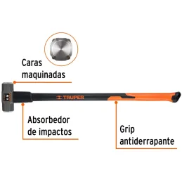 Combas 6lb Octagonales Mango36" Fibra de Vidrio, Cara Maquinada, MD-6F 19884 Truper Truper-Combas 6lb Octagonales Mango36" Fibra