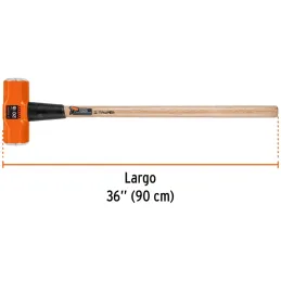 Combas 20lb Octagonales Mango36", Cara Maquinada con protector termoplastico, MD-20M 16516 Truper Truper-Combas 20lb Octagonales