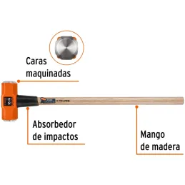Combas 16lb Octagonales Mango36", Cara Maquinada con protector termoplastico, MD-16M 16515 Truper Truper-Combas 16lb Octagonales
