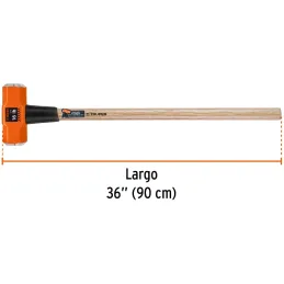 Combas 16lb Octagonales Mango36", Cara Maquinada con protector termoplastico, MD-16M 16515 Truper Truper-Combas 16lb Octagonales