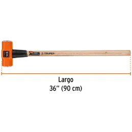 Combas 14lb Octagonales Mango36", Cara Maquinada con protector termoplastico, MD-14M 16514 Truper Truper-Combas 14lb Octagonales