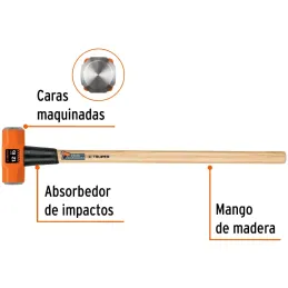 Combas 12lb Octagonales Mango36" Cara Maquinada con protector termoplastico, MD-12M 16513 Truper Truper-Combas 12lb Octagonales 