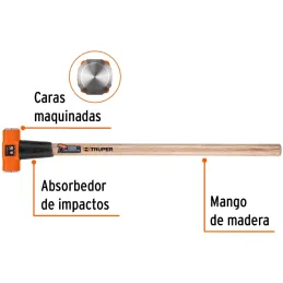 Combas 6lb Octagonales Mango36" Cara Maquinada con protector termoplastico, MD-6M 16509 Truper Truper-Combas 6lb Octagonales Man