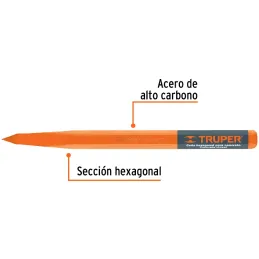 Cincel Punta 16" D1", Hexagonales para Concreto acero alto carbono, CU-7/8 13056 Truper Truper-Cincel Punta 16" D1", Hexagonales