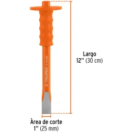 Cincel Plano 12" Cuña 1" Grip , acero al cromo vanadio, protege la mano, C-1X12G 12181 Truper Truper-Cincel Plano 12" Cuña 1" Gr