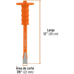 Cincel Plano 12" Cuña 7/8"con Grip, acero al cromo vanadio, protege la mano, C-7/8X12G 12175 Truper Truper-Cincel Plano 12" Cuña