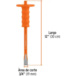 Cincel Plano 12" Cuña 3/4" Grip , acero al cromo vanadio, protege la mano, C-3/4X12G 12172 Truper Truper-Cincel Plano 12" Cuña 3
