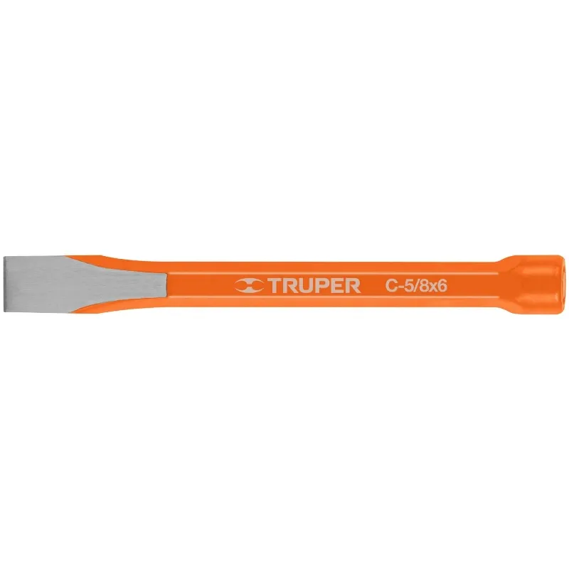 Cincel Plano 6" Cuña 5/8", Acero al cromo Vanadio, Cabeza grande, C-5/8X6 12127 Truper Truper-Cincel Plano 6" Cuña 5/8", Acero a