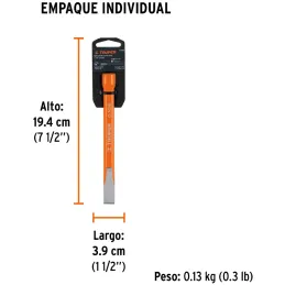 Cincel Plano 6" Cuña 1/2", Acero al cromo Vanadio, Cabeza grande, C-1/2X6 12115 Truper Truper-Cincel Plano 6" Cuña 1/2", Acero a