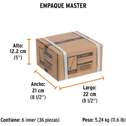 Cincel Plano 6" Cuña 1/2", Acero al cromo Vanadio, Cabeza grande, C-1/2X6 12115 Truper Truper-Cincel Plano 6" Cuña 1/2", Acero a