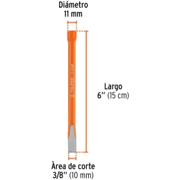 Cincel Plano 6" Cuña 3/8", Acero al cromo Vanadio, Cabeza grande, C-3/8X6 12106 Truper Truper-Cincel Plano 6" Cuña 3/8", Acero a