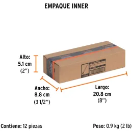 Cincel Plano 6" Cuña 3/8", Acero al cromo Vanadio, Cabeza grande, C-3/8X6 12106 Truper Truper-Cincel Plano 6" Cuña 3/8", Acero a