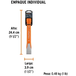 Cincel Plano 8" Cuña 1", Acero al cromo Vanadio, Cabeza grande, C-1X8 12160 Truper Truper-Cincel Plano 8" Cuña 1", Acero al crom