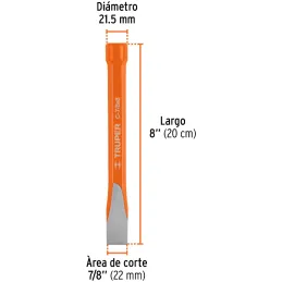 Cincel Plano 8" Cuña 7/8", Acero al cromo Vanadio, Cabeza grande, C-7/8X8 12151 Truper Truper-Cincel Plano 8" Cuña 7/8", Acero a