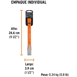 Cincel Plano 8" Cuña 7/8", Acero al cromo Vanadio, Cabeza grande, C-7/8X8 12151 Truper Truper-Cincel Plano 8" Cuña 7/8", Acero a