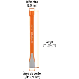 Cincel Plano 8" Cuña 3/4", Acero al cromo Vanadio, Cabeza grande, C-3/4X8 12142 Truper Truper-Cincel Plano 8" Cuña 3/4", Acero a