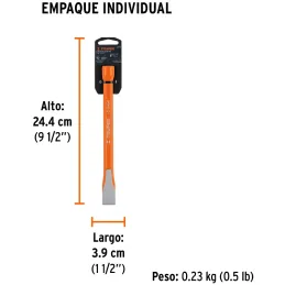 Cincel Plano 8" Cuña 3/4", Acero al cromo Vanadio, Cabeza grande, C-3/4X8 12142 Truper Truper-Cincel Plano 8" Cuña 3/4", Acero a