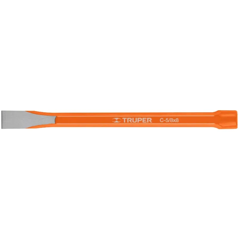 Cincel Plano 8" Cuña 5/8", Acero al cromo Vanadio, Cabeza grande, C-5/8X8 12130 Truper Truper-Cincel Plano 8" Cuña 5/8", Acero a