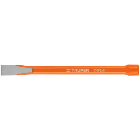 Cincel Plano 8" Cuña 5/8", Acero al cromo Vanadio, Cabeza grande, C-5/8X8 12130 Truper Truper-Cincel Plano 8" Cuña 5/8", Acero a