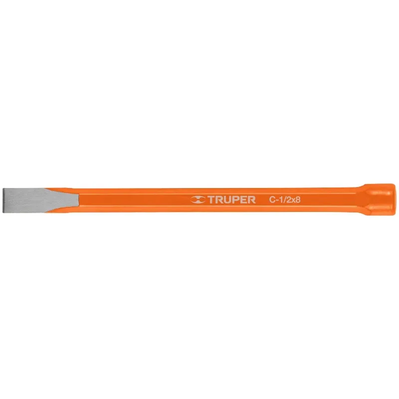Cincel Plano 8" Cuña 1/2", Acero al cromo Vanadio, Cabeza grande, C-1/2X8 12118 Truper Truper-Cincel Plano 8" Cuña 1/2", Acero a