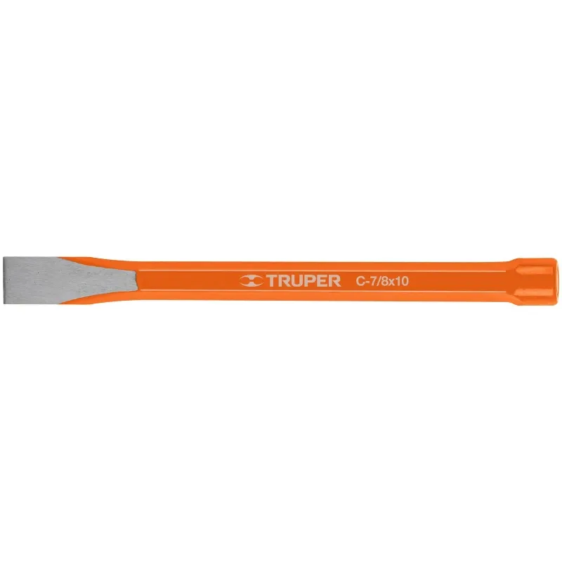 Cincel Plano 10" Cuña 7/8", Acero al cromo Vanadio, Cabeza grande, C-7/8X10 12154 Truper Truper-Cincel Plano 10" Cuña 7/8", Acer