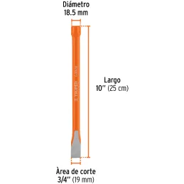 Cincel Plano 10" Cuña 3/4", Acero al cromo Vanadio, Cabeza grande, C-3/4X10 12145 Truper Truper-Cincel Plano 10" Cuña 3/4", Acer