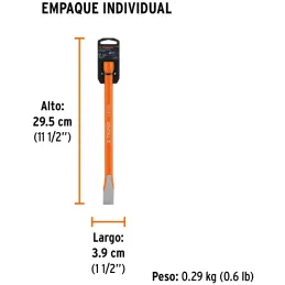 Cincel Plano 10" Cuña 3/4", Acero al cromo Vanadio, Cabeza grande, C-3/4X10 12145 Truper Truper-Cincel Plano 10" Cuña 3/4", Acer