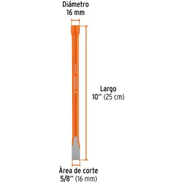 Cincel Plano 10" Cuña 5/8", Acero al cromo Vanadio, Cabeza grande, C-5/8X10 12133 Truper Truper-Cincel Plano 10" Cuña 5/8", Acer