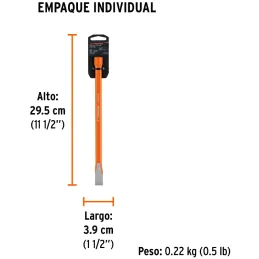 Cincel Plano 10" Cuña 5/8", Acero al cromo Vanadio, Cabeza grande, C-5/8X10 12133 Truper Truper-Cincel Plano 10" Cuña 5/8", Acer