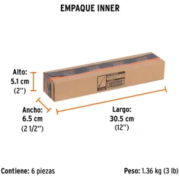 Cincel Plano 10" Cuña 5/8", Acero al cromo Vanadio, Cabeza grande, C-5/8X10 12133 Truper Truper-Cincel Plano 10" Cuña 5/8", Acer