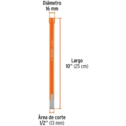 Cincel Plano 10" Cuña 1/2", Acero al cromo Vanadio, Cabeza grande, C-1/2X10 12121 Truper Truper-Cincel Plano 10" Cuña 1/2", Acer