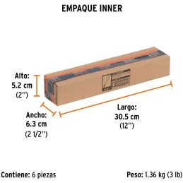 Cincel Plano 10" Cuña 1/2", Acero al cromo Vanadio, Cabeza grande, C-1/2X10 12121 Truper Truper-Cincel Plano 10" Cuña 1/2", Acer
