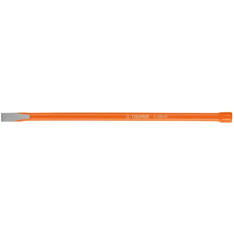 Cincel Plano 10" Cuña 3/8", Acero al cromo Vanadio, Cabeza grande, C-3/8X10 12112 Truper Truper-Cincel Plano 10" Cuña 3/8", Acer
