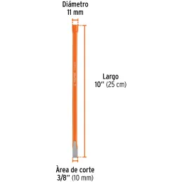 Cincel Plano 10" Cuña 3/8", Acero al cromo Vanadio, Cabeza grande, C-3/8X10 12112 Truper Truper-Cincel Plano 10" Cuña 3/8", Acer