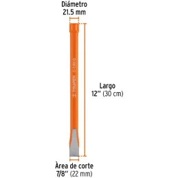 Cincel Plano 12" Cuña 7/8", Acero al cromo Vanadio, Cabeza grande, C-7/8X12 12157 Truper Truper-Cincel Plano 12" Cuña 7/8", Acer