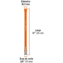 Cincel Plano 12" Cuña 3/4", Acero al cromo Vanadio, Cabeza grande, C-3/4X12 12148 Truper Truper-Cincel Plano 12" Cuña 3/4", Acer