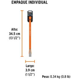 Cincel Plano 12" Cuña 3/4", Acero al cromo Vanadio, Cabeza grande, C-3/4X12 12148 Truper Truper-Cincel Plano 12" Cuña 3/4", Acer